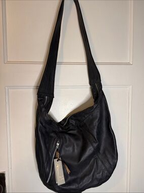 Talula De La Lune Black Leather Hobo Shoulder Bag NWT
